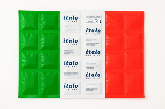 A sheet of 6 synthetic ice cells helps hydrate